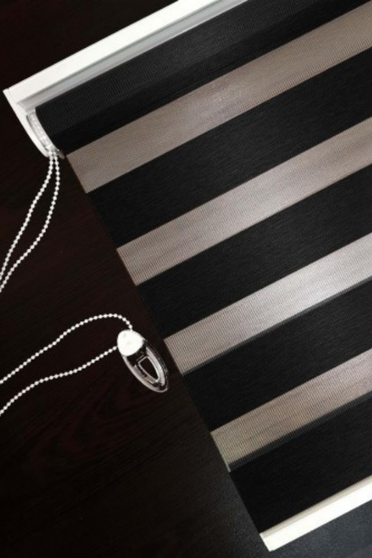 Modern Soft Bambu Siyah Zebra Stor Perde , Alüminyum Kasalı Yükse