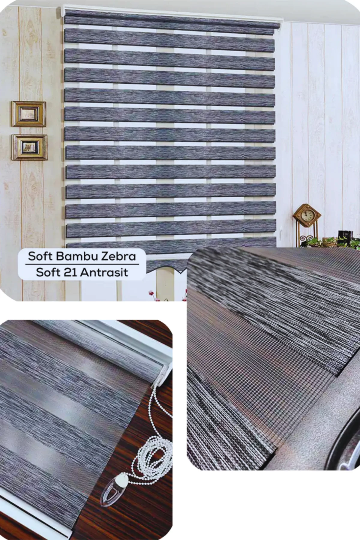 Modern Soft Bambu Zebra Stor Perde , Alüminyum Kasalı Yüksek Kali
