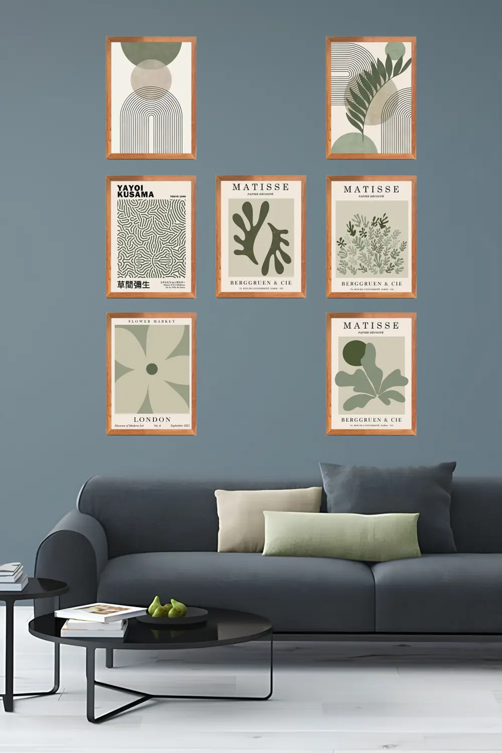Modern Tablo Seti 7' Parça Çerçeve Görünümlü Modern MDF Tablo Set