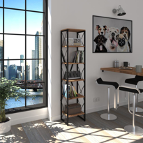 Sivas Gözde Mobilya Modern Tarz Ahşap Metal 5 Rafli Kitaplik 40X30x180