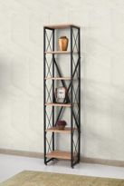 Sivas Gözde Mobilya Modern Tarz Ahşap Metal 5 Rafli Kitaplik 40X30x180