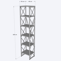 Sivas Gözde Mobilya Modern Tarz Ahşap Metal 5 Rafli Kitaplik 40X30x180