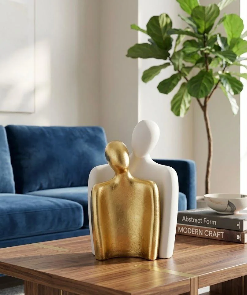 Modern Tasarım 2 Li Soyut Siyah Turuncu Dekoratif Obje - Kucaklaş Modern Tasarım 2 Li Soyut Siyah Turuncu Dekoratif Obje - Kucaklaş