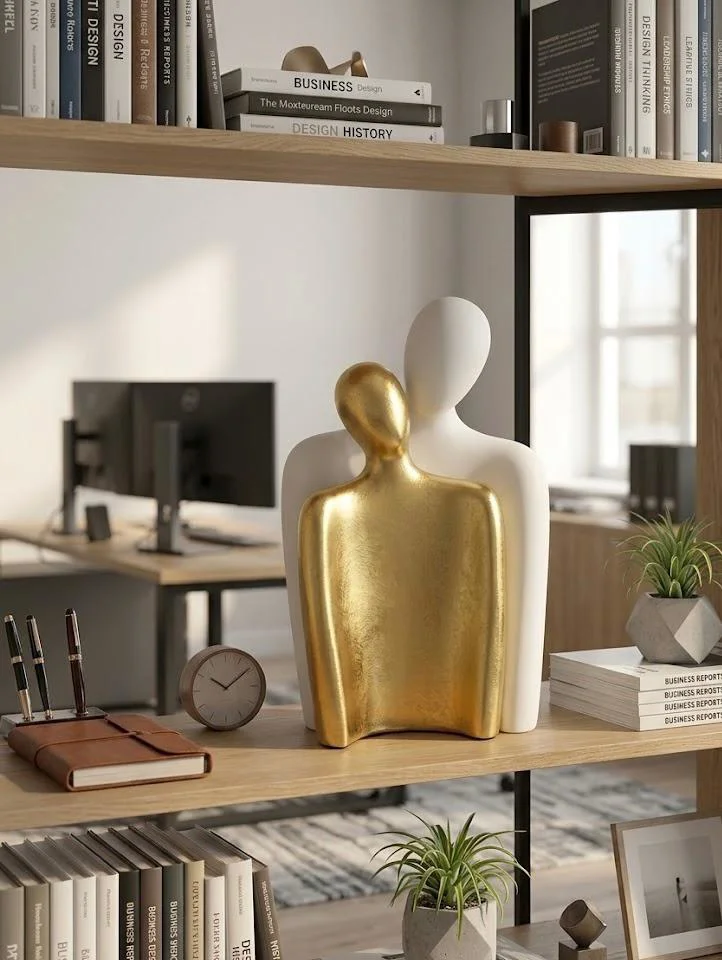 Modern Tasarım 2 Li Soyut Siyah Turuncu Dekoratif Obje - Kucaklaş Modern Tasarım 2 Li Soyut Siyah Turuncu Dekoratif Obje - Kucaklaş
