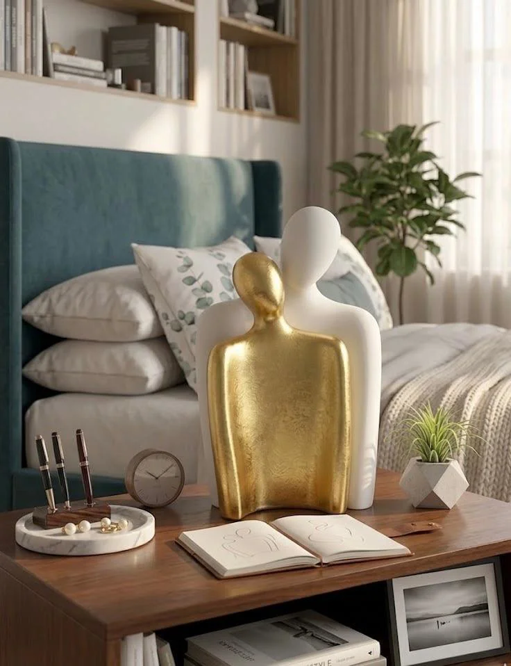 Modern Tasarım 2 Li Soyut Siyah Turuncu Dekoratif Obje - Kucaklaş Modern Tasarım 2 Li Soyut Siyah Turuncu Dekoratif Obje - Kucaklaş