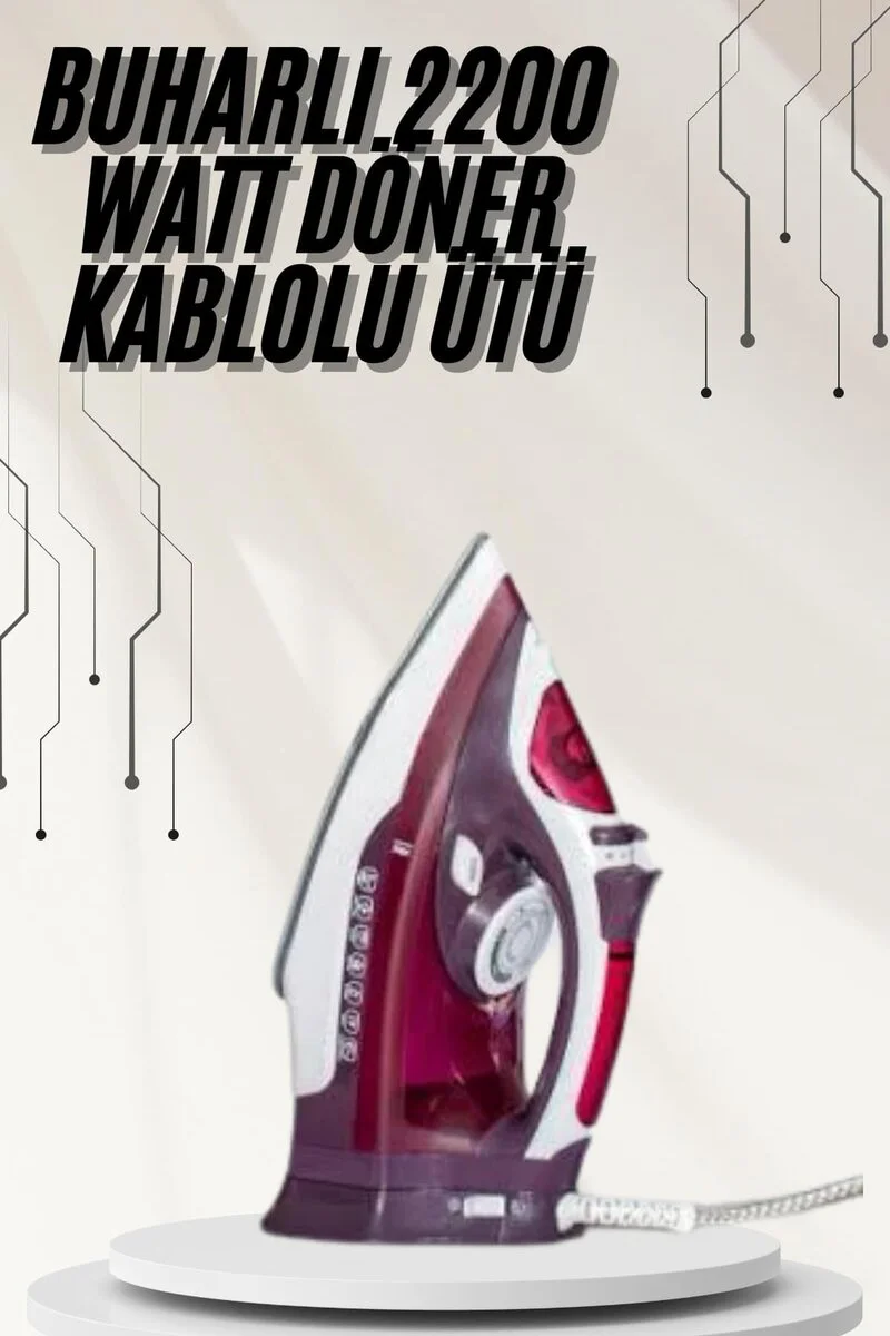 Modern Tasarım 2200W Buharlı Seramik Kaplama Ütü - Mor ve Pratik