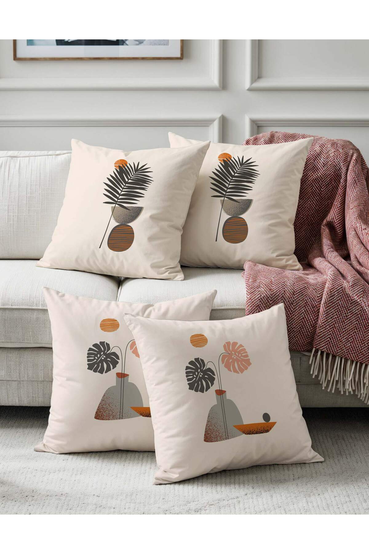 Modern Tasarım 3d Dijital Baskılı 4lü Kırlent Kılıfı