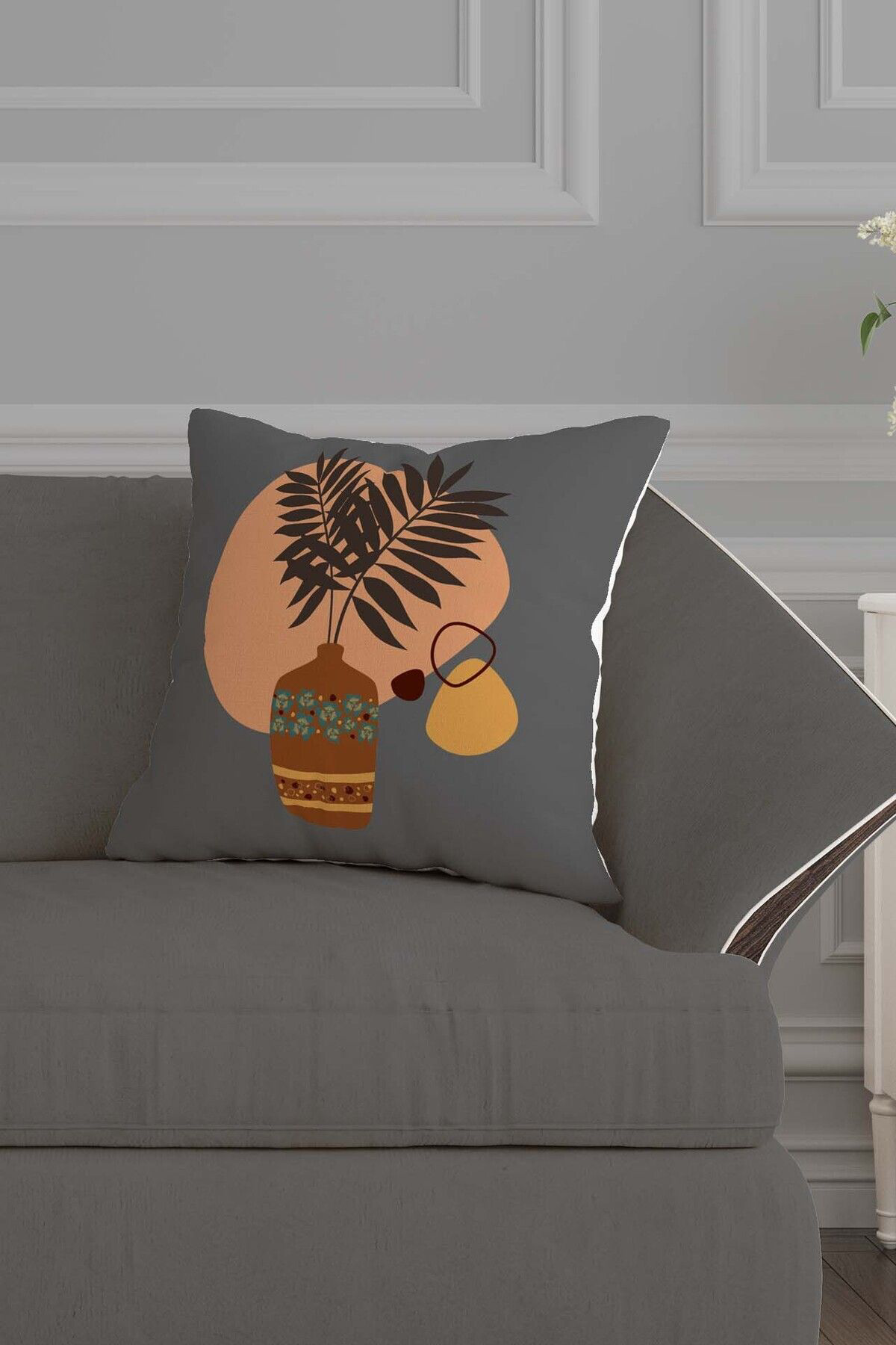 Sakallı Modern Tasarım 3D Dijital Baskılı Dekoratif 4Lü Kırlent Kılıfı