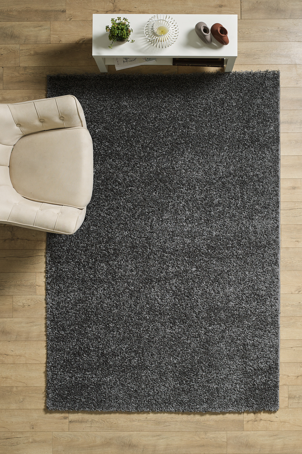 Anaska Home Modern Tasarım Uzun Tüylü Peluş Gri Shaggy Oturma Odası Salon Beb