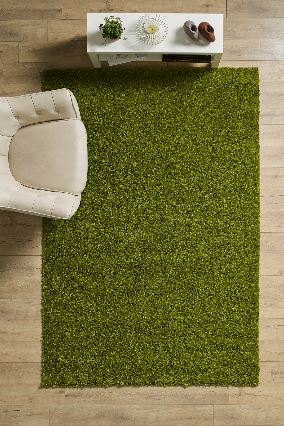 Anaska Home Modern Tasarim Uzun Tüylü Peluş Yeşil Shaggy Oturma Odasi Salon B