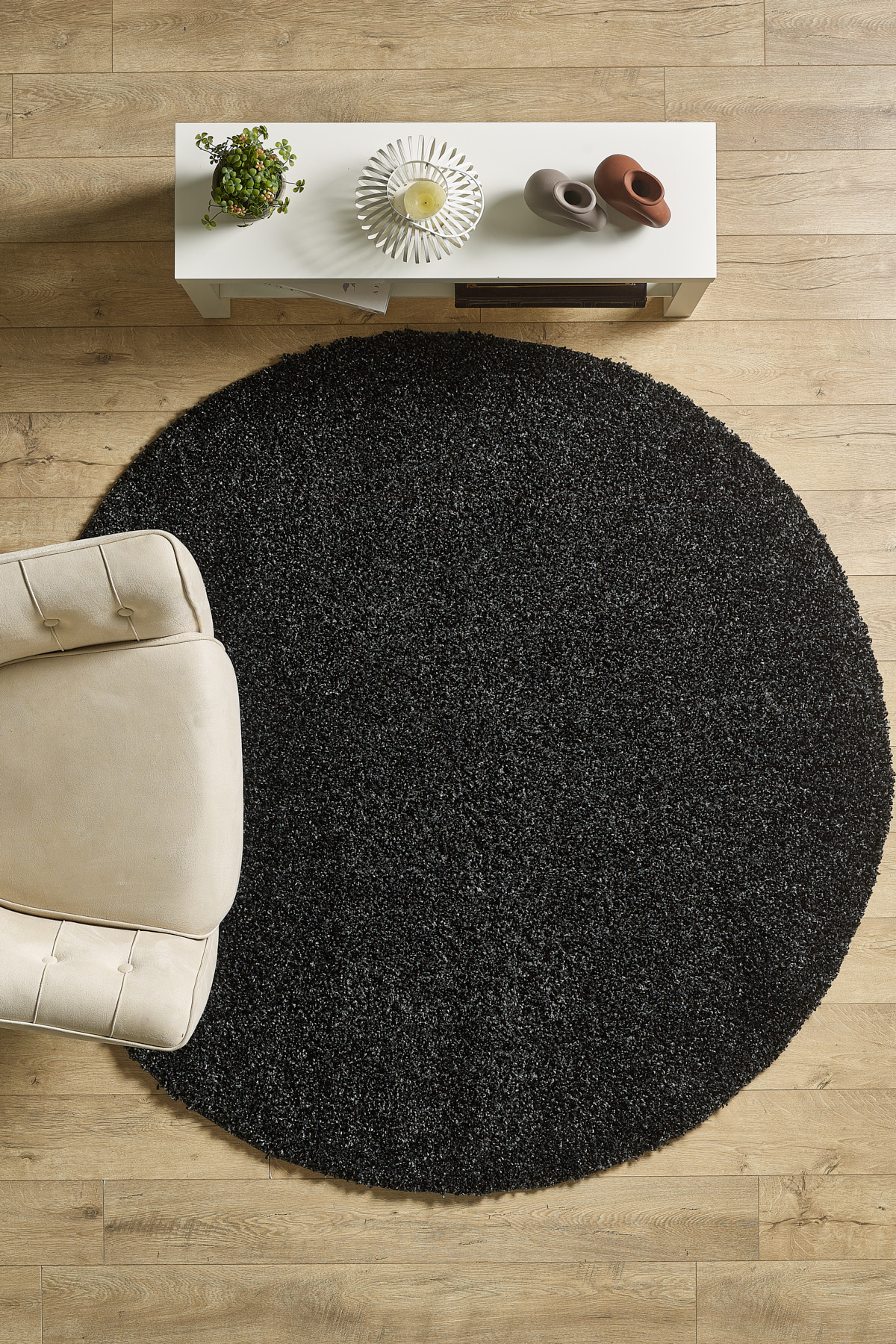 Anaska Home Modern Tasarım Uzun Tüylü Peluş Antrasit Shaggy Oturma Odası Salo