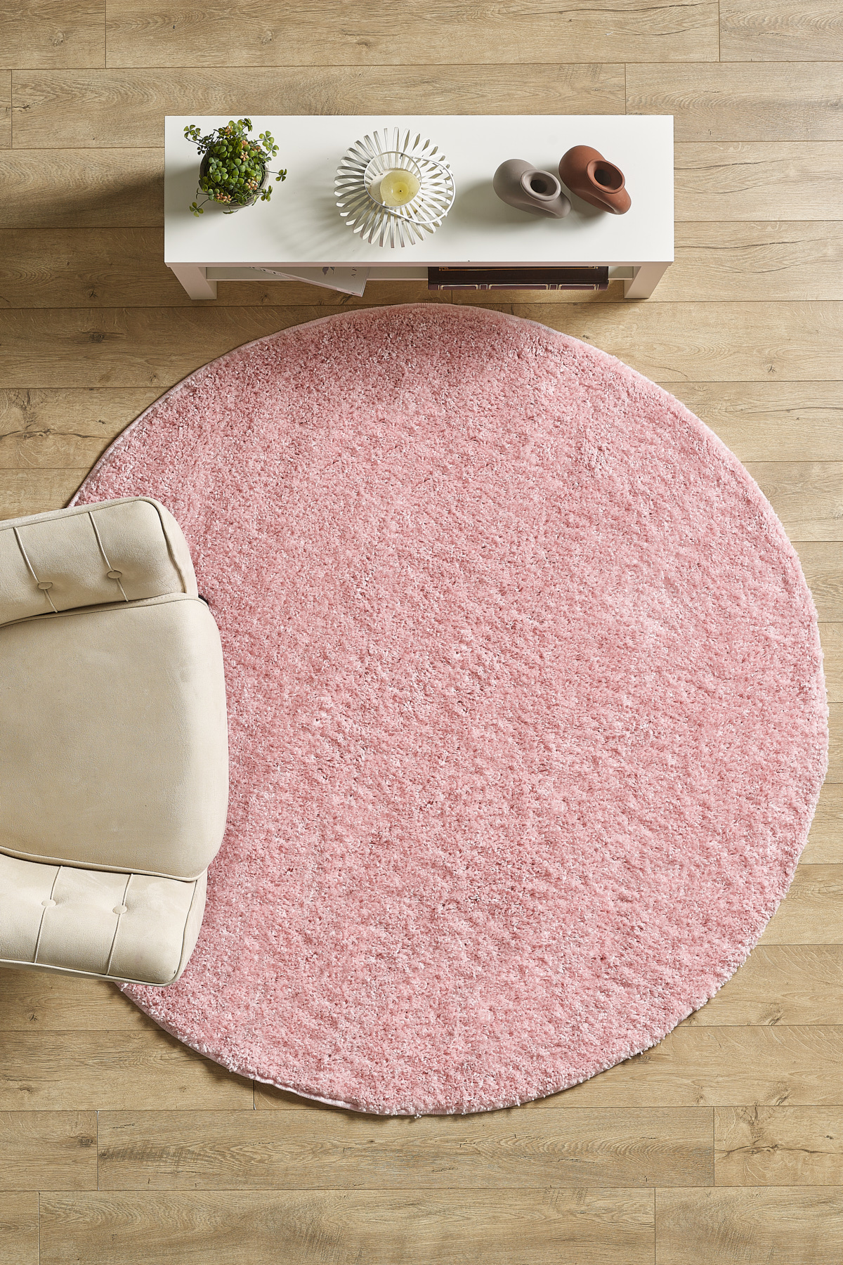 Anaska Home Modern Tasarım Uzun Tüylü Peluş Pembe Shaggy Oturma Odası Salon B