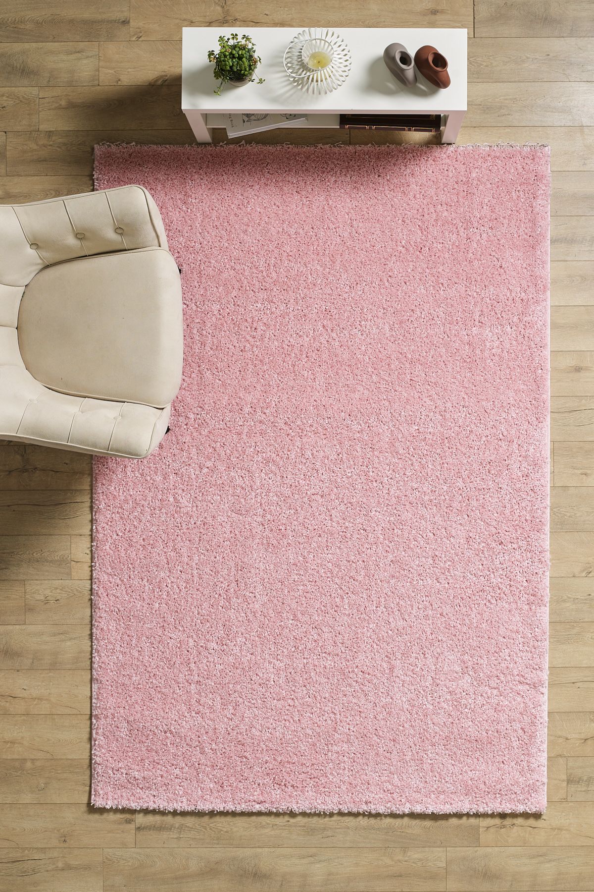 Anaska Home Modern Tasarım Uzun Tüylü Peluş Pembe Shaggy Oturma Odası Salon B