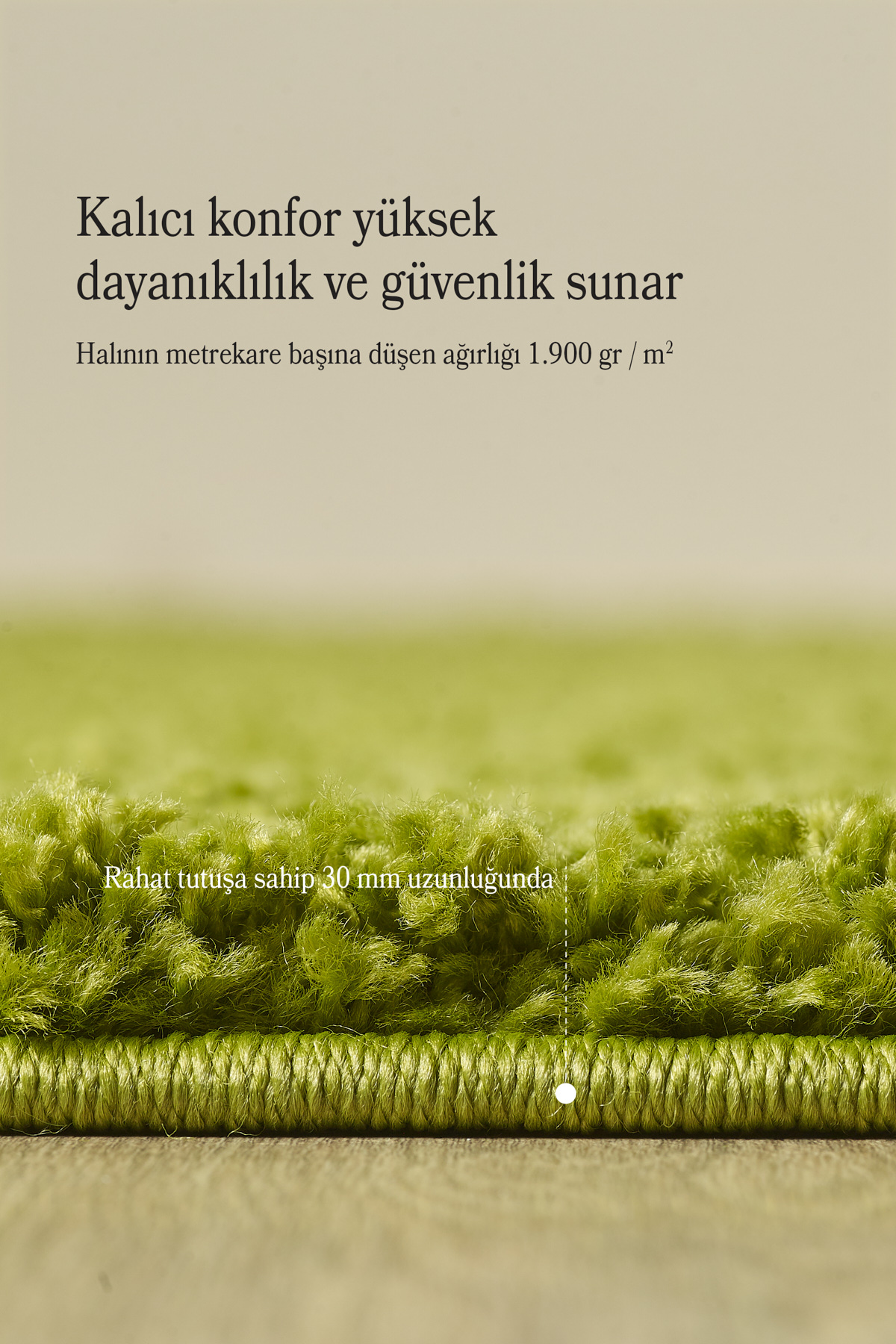 Anaska Home Modern Tasarim Uzun Tüylü Peluş Yeşil Shaggy Oturma Odasi Salon B