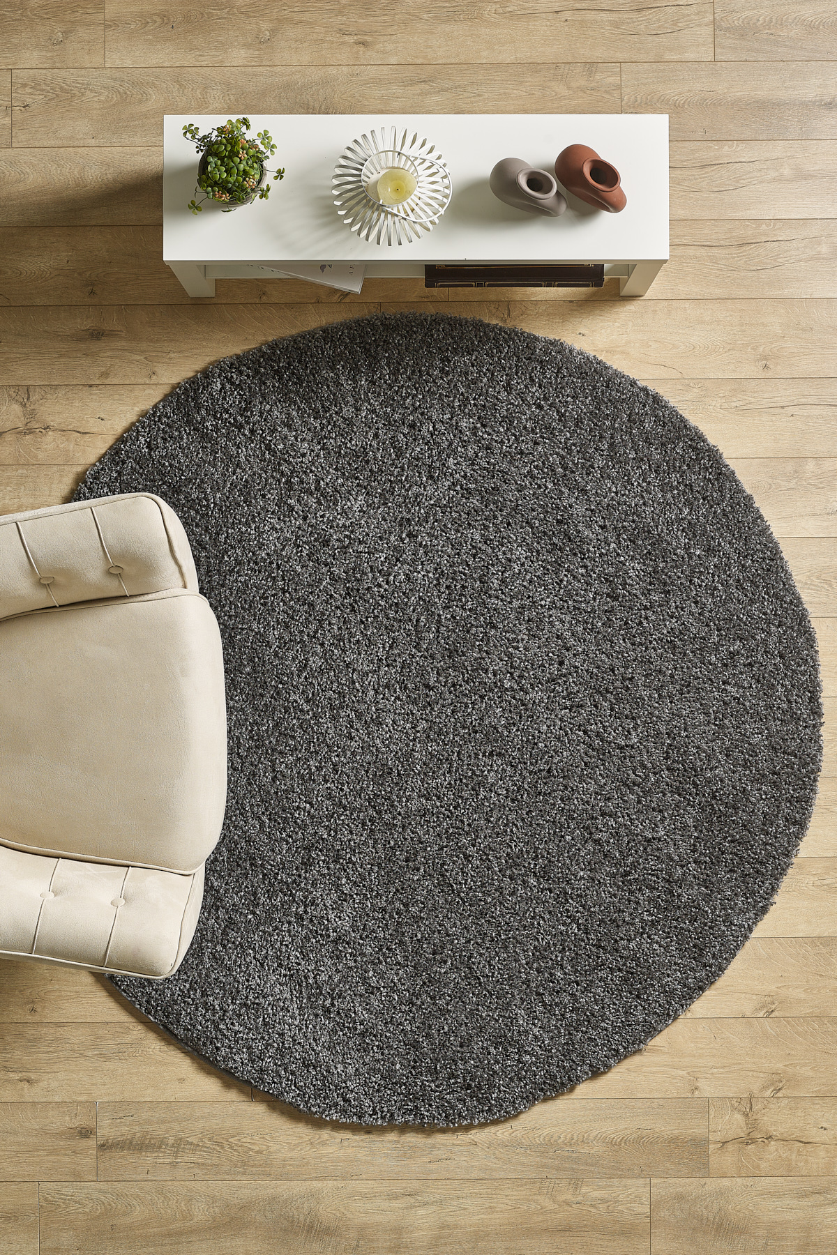 Anaska Home Modern Tasarim Uzun Tüylü Peluş Gri Shaggy Oturma Odasi Salon Beb
