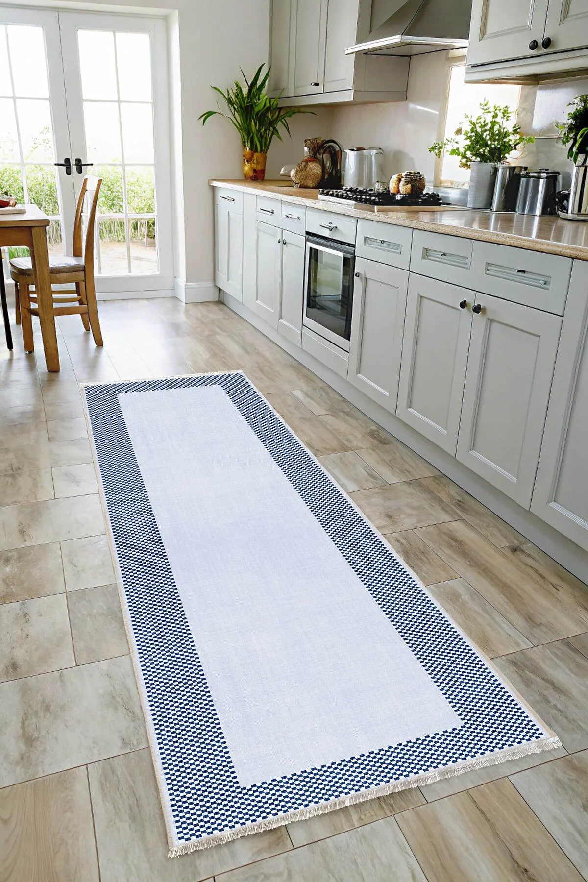 Modern Tasarım Mavi Lacivert Çerçeveli Şönil Halı Kilim Yolluk Kaymaz Yıkanabilir Modern Tasarım Mavi Lacivert Çerçeveli Şönil Halı Kilim Yolluk Kaymaz Yıkanabilir