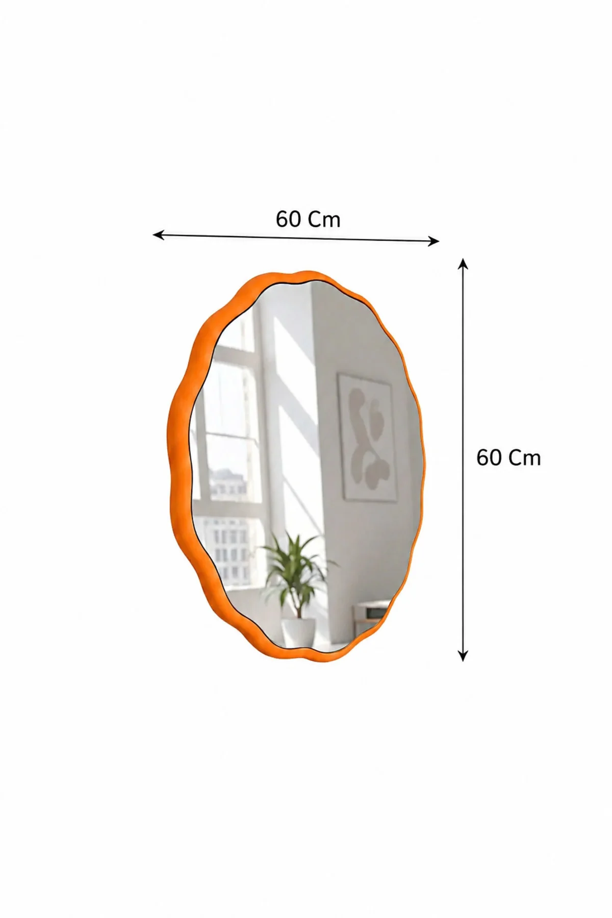 Modern Tasarım Yuvarlak Dalgalı Dekoratif Ayna | Lake Boyalı MDF Modern Tasarım Yuvarlak Dalgalı Dekoratif Ayna | Lake Boyalı MDF