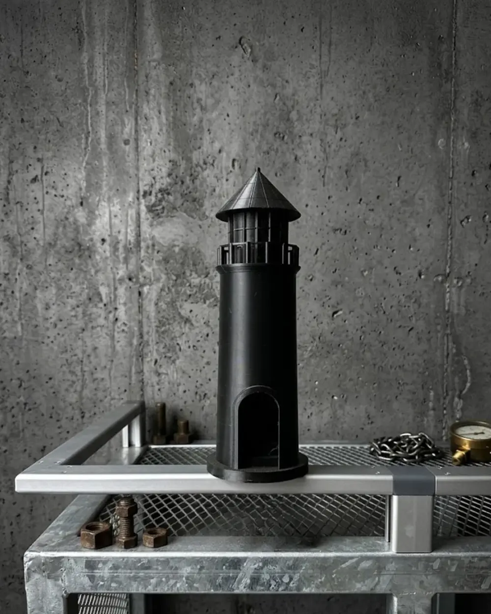 Modern Tasarımlı 3D Siyah Deniz Feneri Ev Dekor Objesi