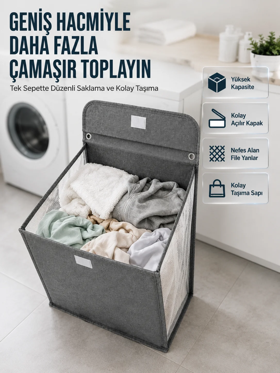 Modern Tasarımlı Duvara Monte Kirli Çamaşır Sepeti Pratik Saklama Çözümü Fiyatı, Yorumları ve Özellikleri