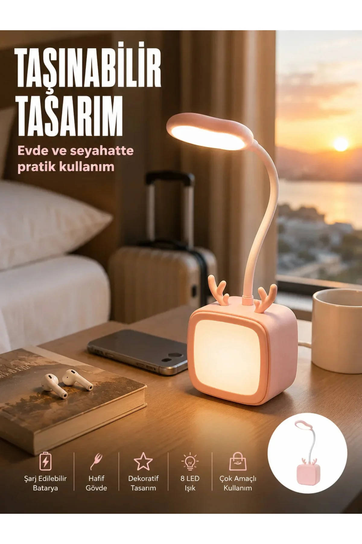Modern Tasarımlı Şarj Edilebilir LED Gece Lambası Modern Tasarımlı Şarj Edilebilir LED Gece Lambası
