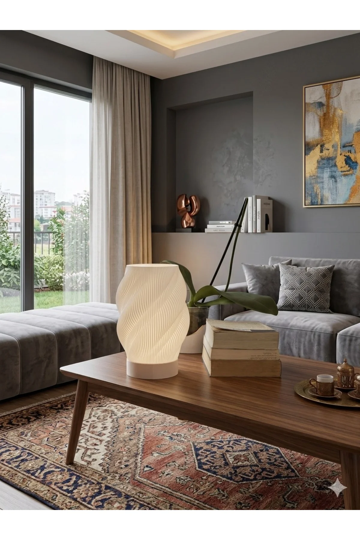 Modern Tasarımlı Şık Abajur Dekoratif Masa Lambası Yatak Odası, Salon ve Ofis Aydınlatma