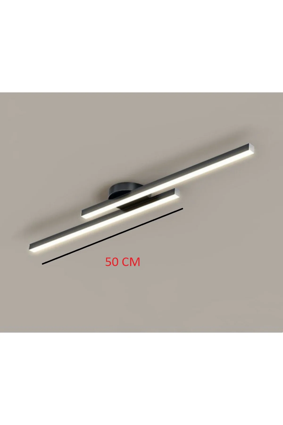 Modern Tavan Aydınlatması Çubuk Led Siyah Günışığı Lineer Avize Armatür 50 Cm Çubuk Uzunluğu