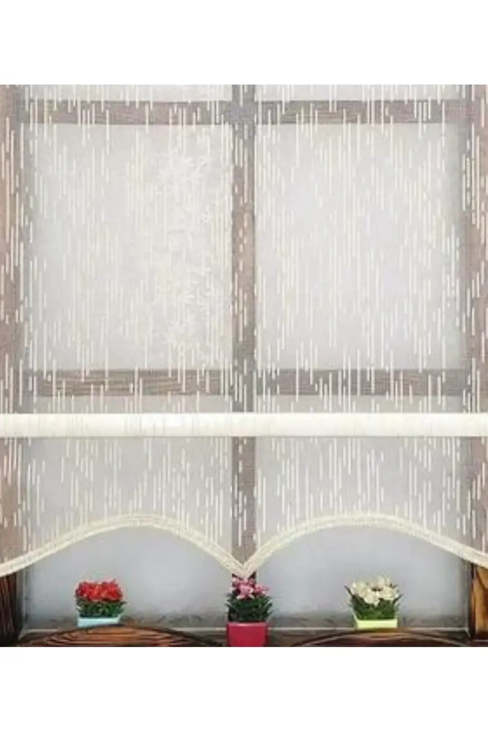 Modern Yağmur Desen Çiftli Sistem Mekanizmalı Tül ve Stor Perde A
