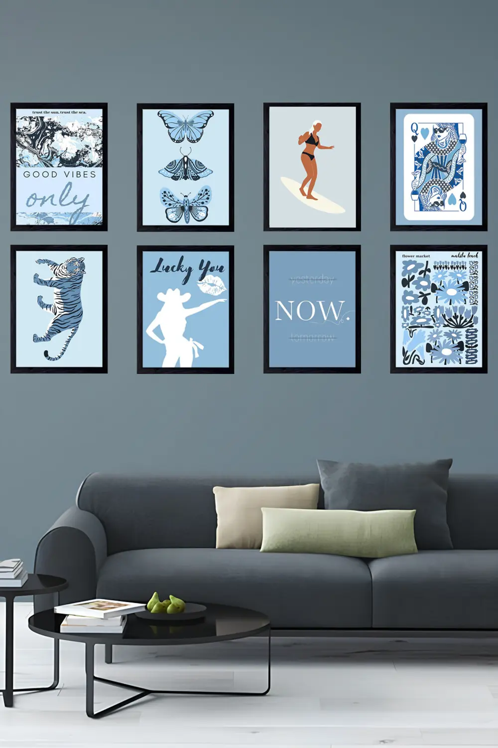 Modern Yaşam Tabloları 8' Parça Çerçeve Görünümlü Modern MDF Tabl