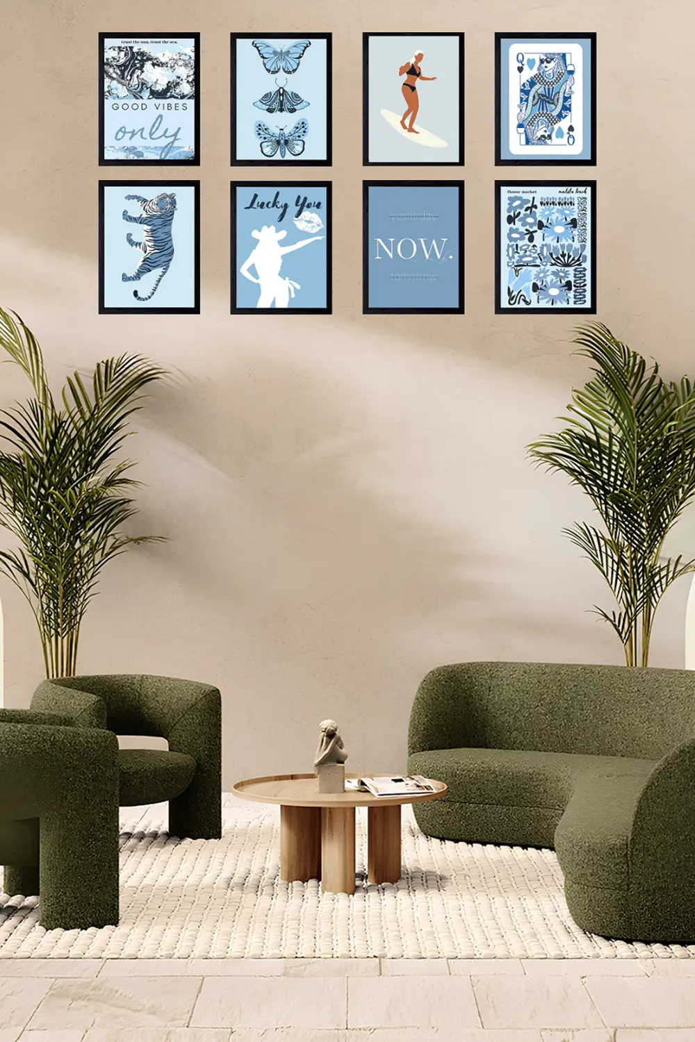Modern Yaşam Tabloları 8' Parça Çerçeve Görünümlü Modern MDF Tabl
