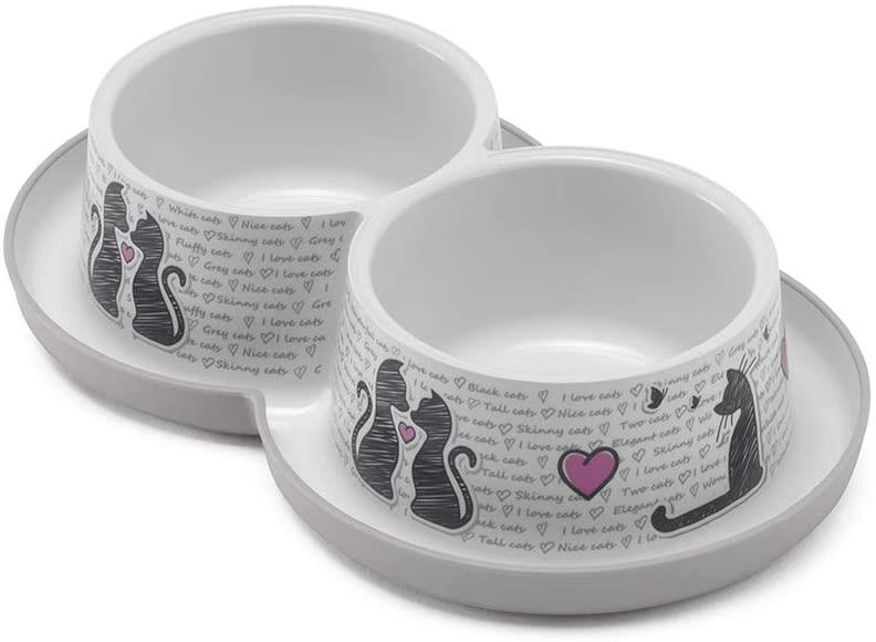 Moderna Trendy Kedi Figürlü İkili Mama ve Su Kabı 2x350ml