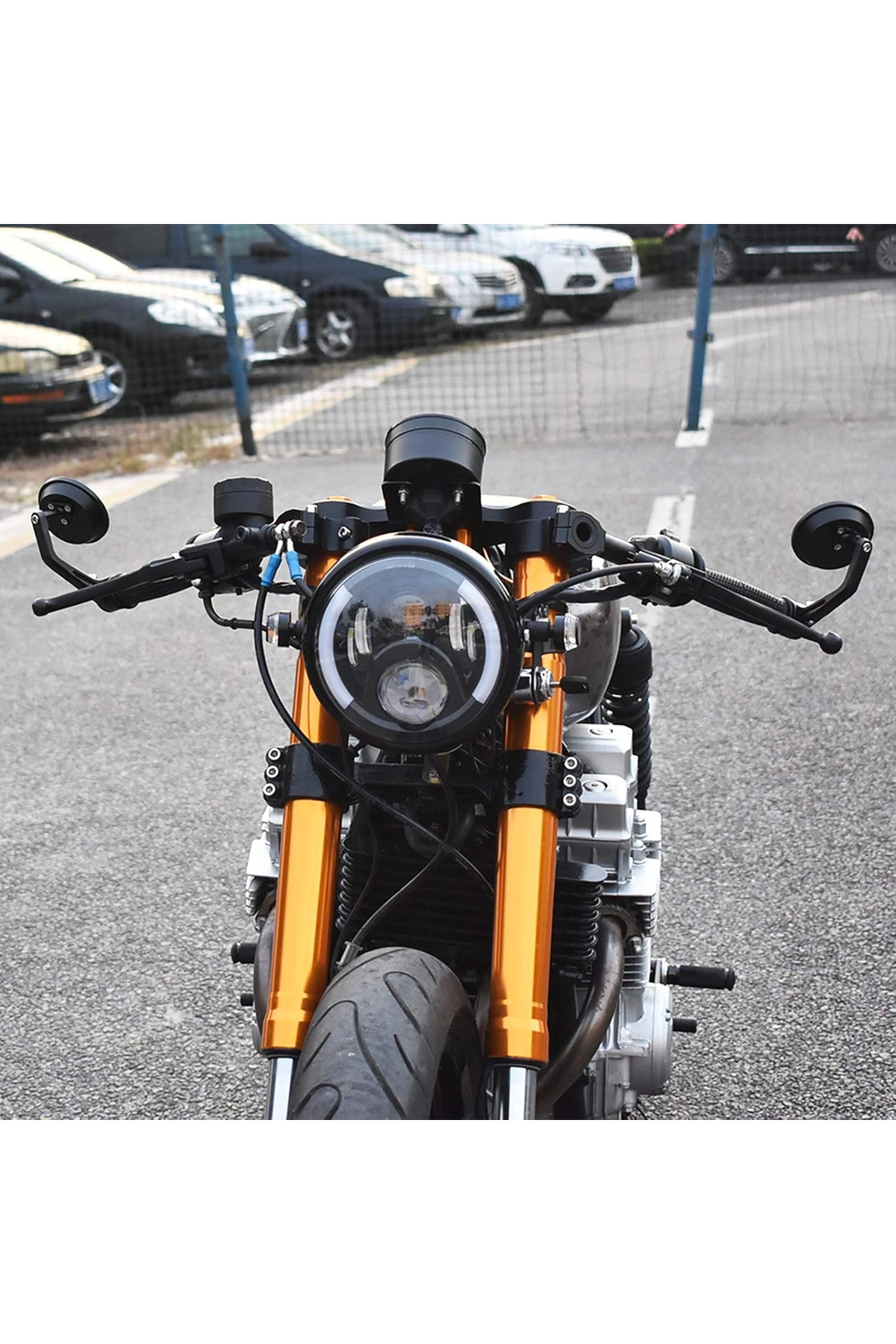Modifiye Gidon Bağlantılı Oval Ayna Tk Siyah Cafe Racer