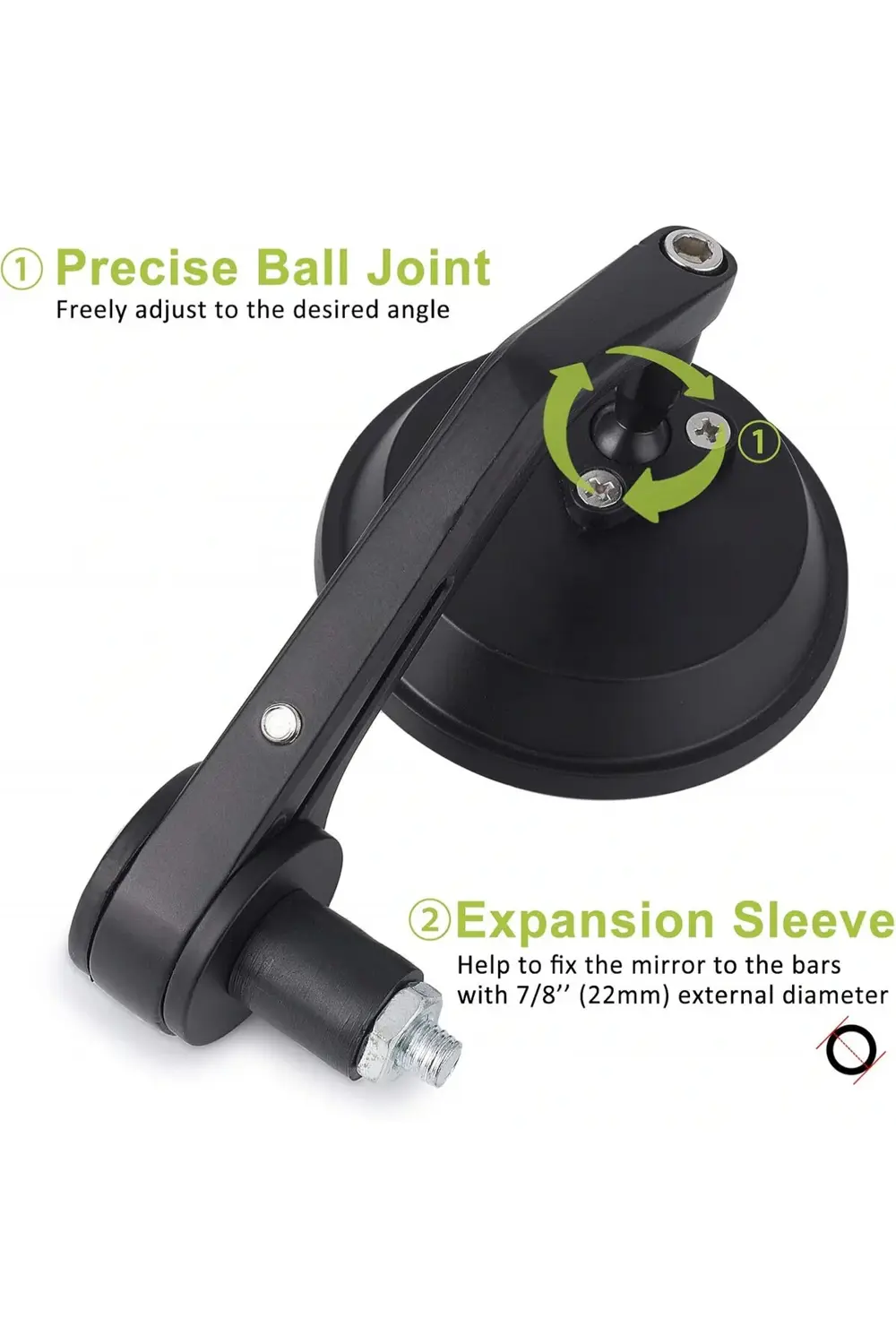 Modifiye Gidon Bağlantılı Oval Ayna Tk Siyah Cafe Racer