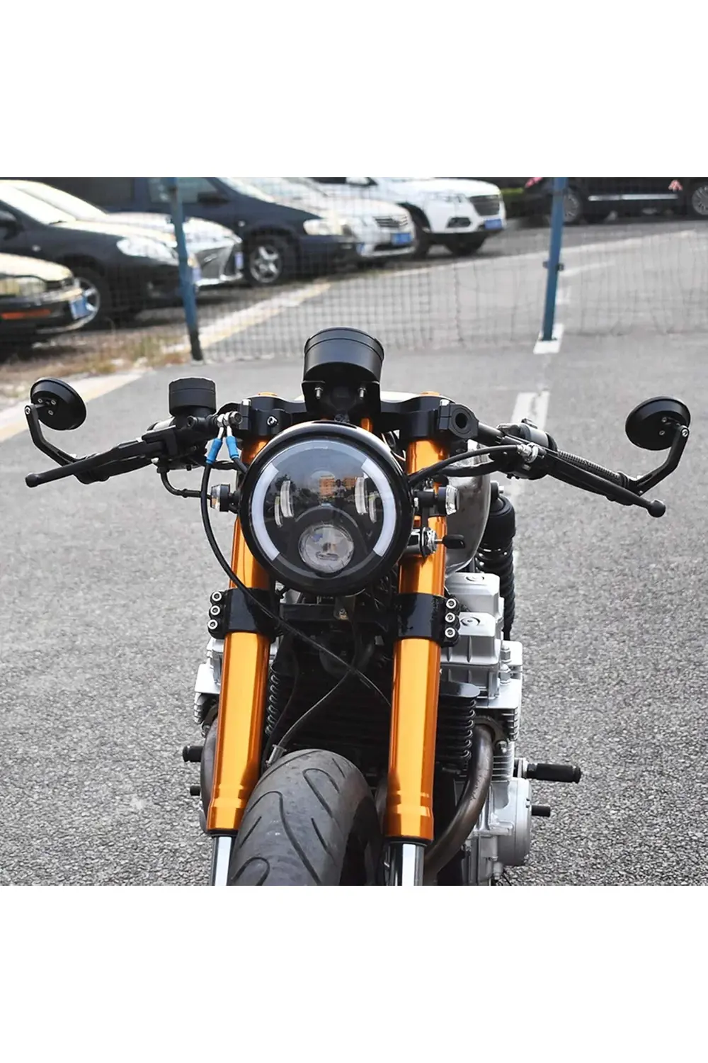 Modifiye Gidon Bağlantılı Oval Ayna Tk Siyah Cafe Racer