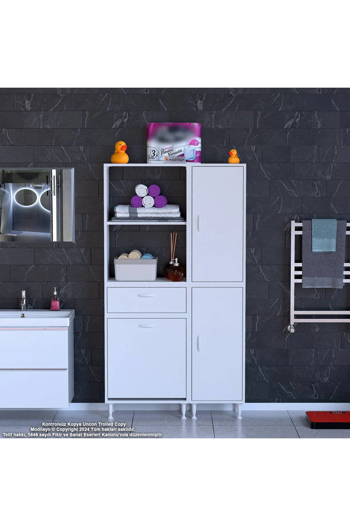 MODİLAYN Mis Urla YENİCE Çok Amaçlı Banyo Dolabı 90 x 183,5 x 32 