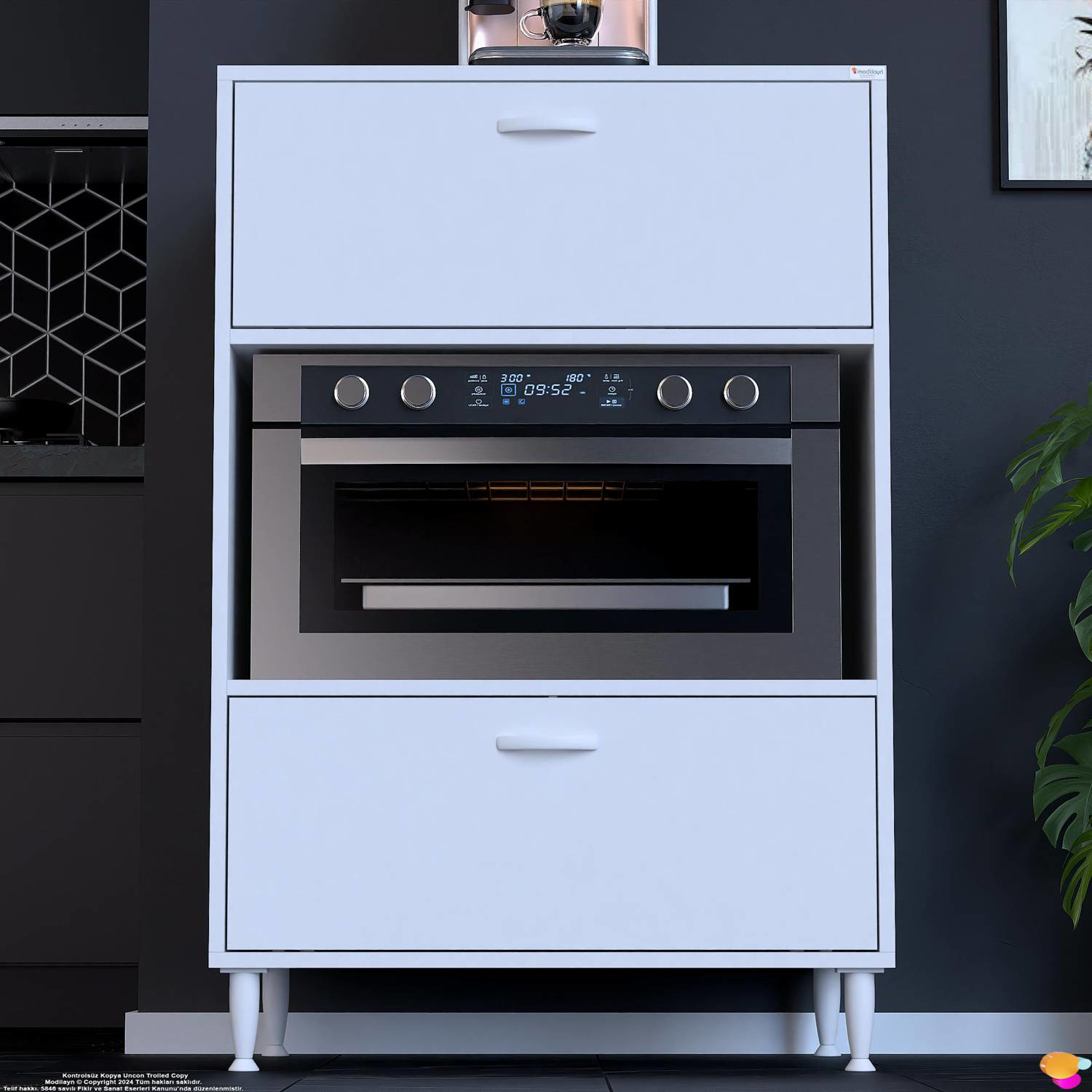 Modo 2 Kapaklı Mutfak Dolabı 75 cm Mikrodalga Fırın Standı Çok Am - Görsel 3