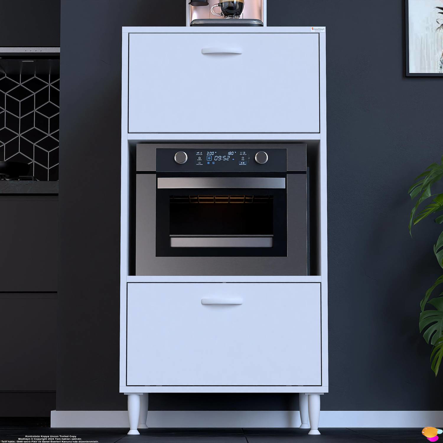 Modo 2 Kapaklı Mutfak Dolabı 60 cm Mikrodalga Fırın Standı Çok Am - Görsel 3