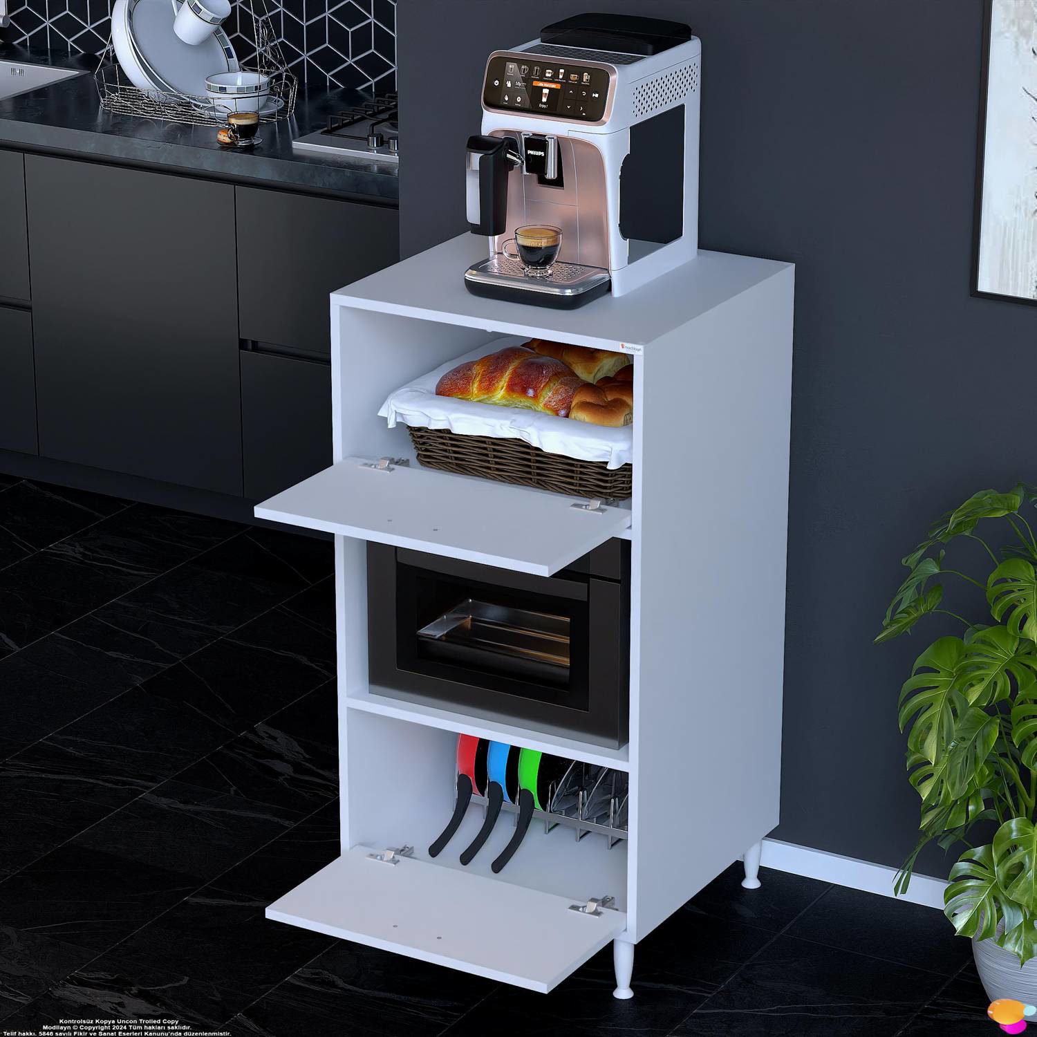 Modo 2 Kapaklı Mutfak Dolabı 60 cm Mikrodalga Fırın Standı Çok Am - Görsel 5