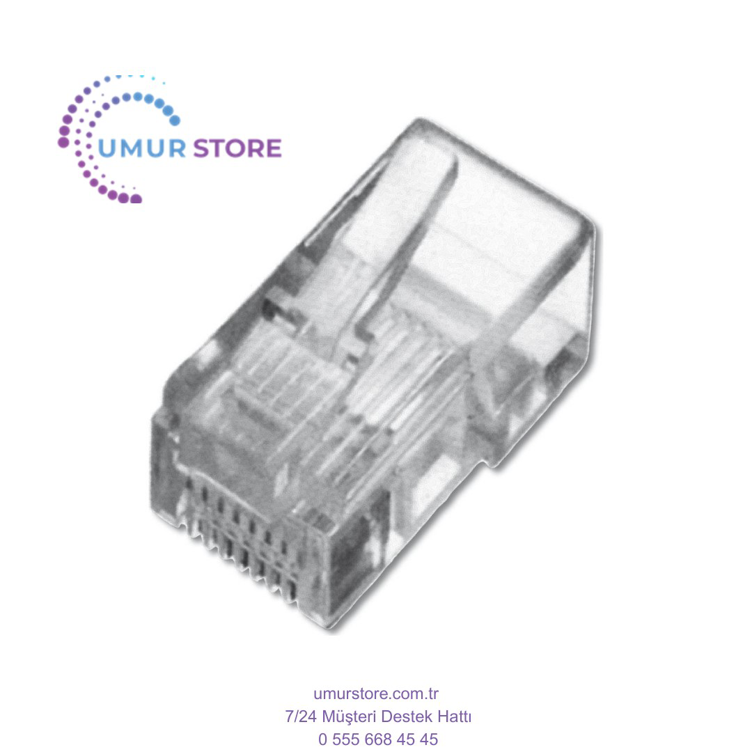 Modüler Fiş, Cat. 5E, Rj45, 8P8C, Zırhsız (Unshielded), Yuvarlak Modüler Fiş, Cat. 5E, Rj45, 8P8C, Zırhsız (Unshielded), Yuvarlak