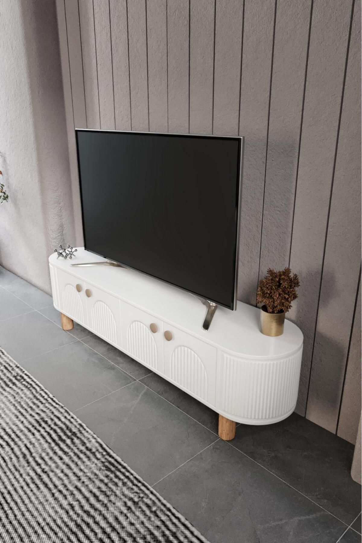 Venüs Modüler Mebran Kapak. Duru  Tv Sehpas180 Cm Perast Oval Tv Ünitesi