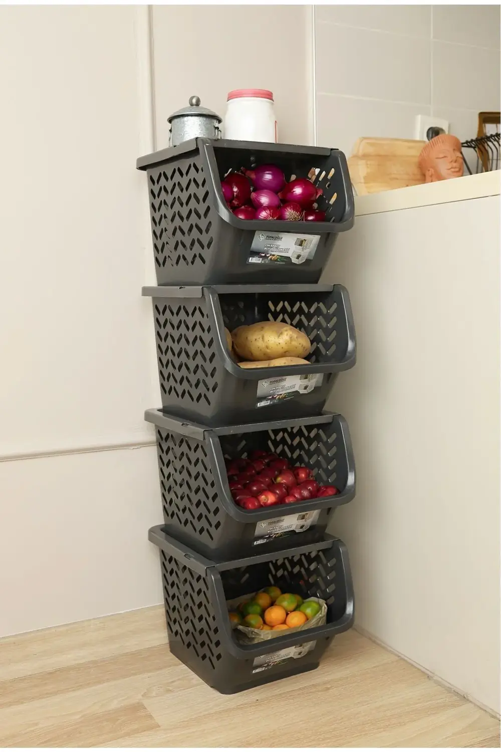 Modüler Patates Soğan Sebze Düzenleyici Organizer | Kapaklı Sebze