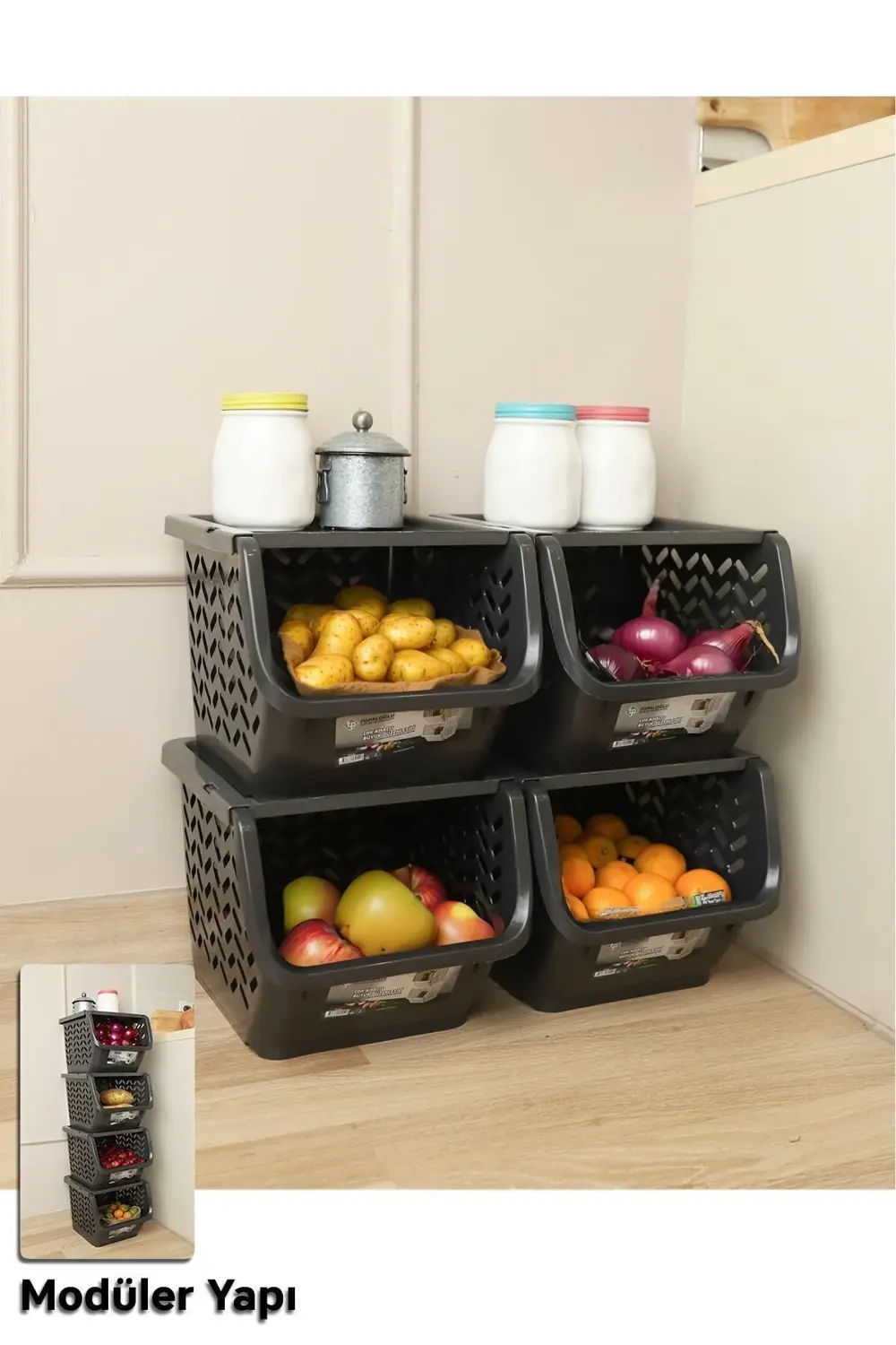 Modüler Patates Soğan Sebze Düzenleyici Organizer | Kapaklı Sebze