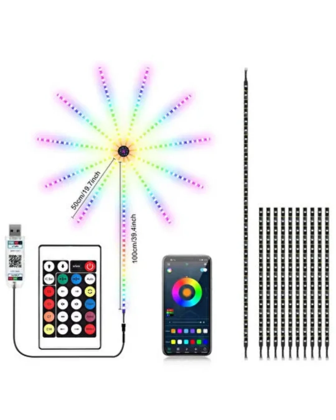 Modüler RGB LED Duvar Işığı Havai Fişek Efektli Uzaktan Kumandalı Yeni Nesil