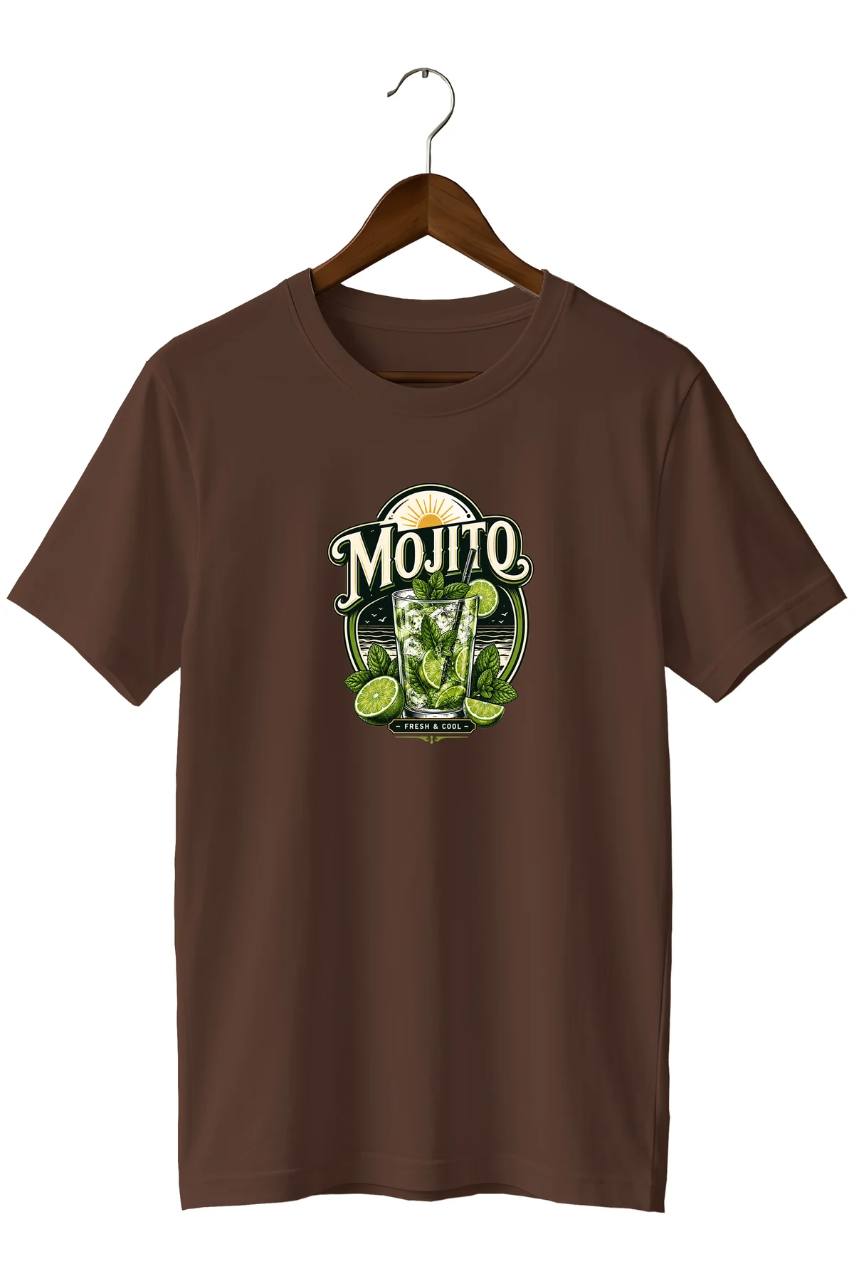 Mojito Cocktail Unisex Kokteyl Baskılı Regular Kalıp Bisiklet Yaka T-Shirt