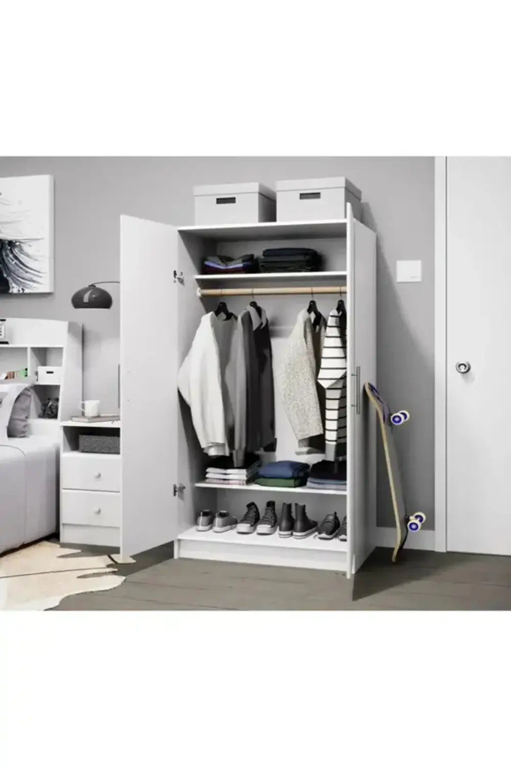 Asko Mojito Mdf Gardırop 2 Kapaklı Askılı Ve Raflı