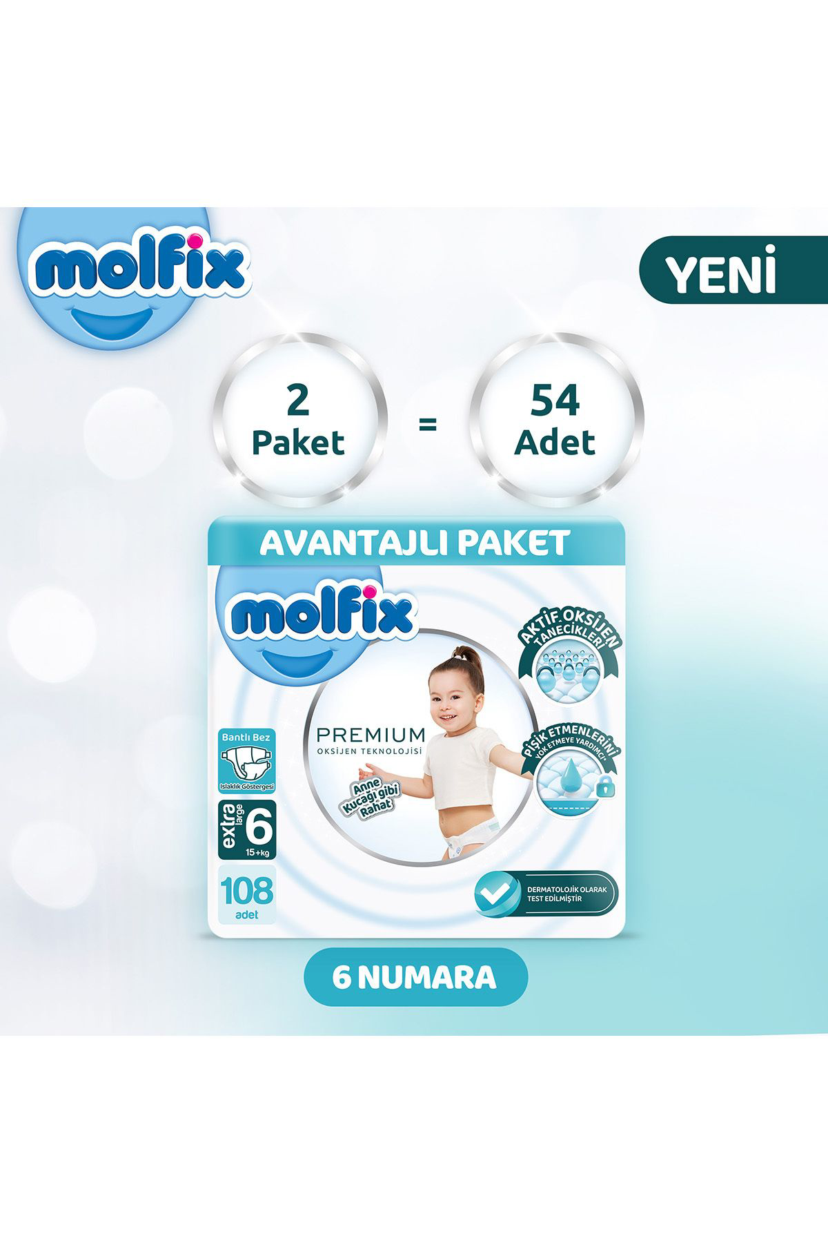 Molfix Premium Avantajlı Paket 6 Beden 108 Adet