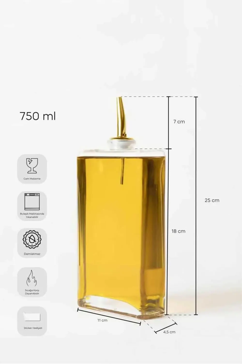 Molivet Gold Kapak 750ml Cam Yağdanlık-Sosluk-Sirkelik  PER16325