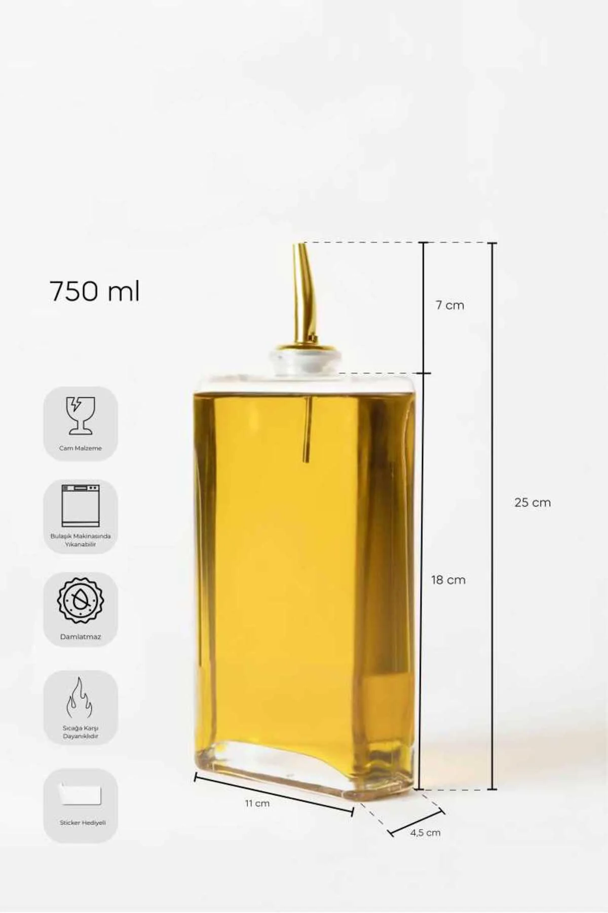 Molivet Gold Kapak 750ml Cam Yağdanlık-Sosluk-Sirkelik  PER16325