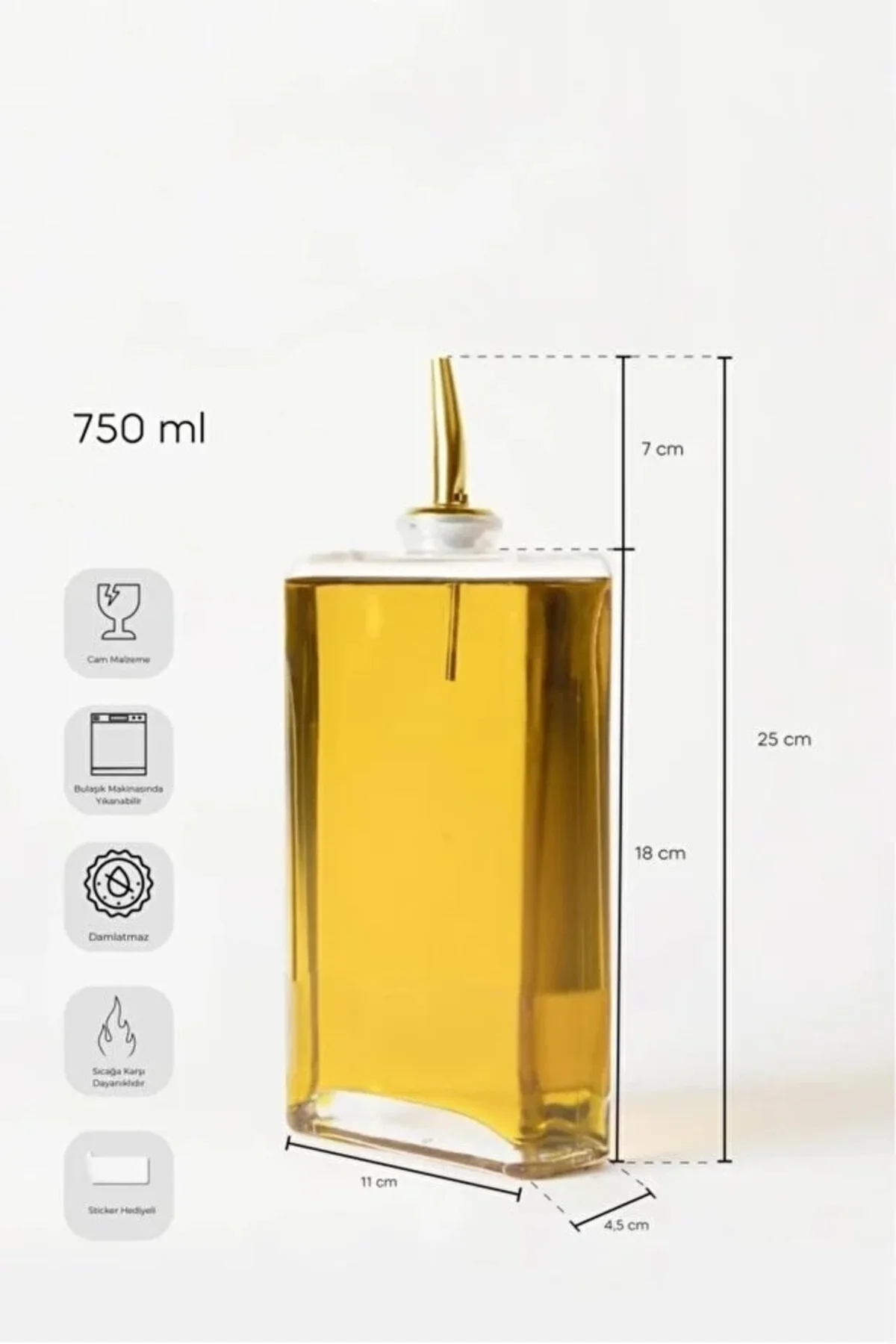 Molivet Silver Kapak 750 ml Cam Yağdanlık-Sirkelik