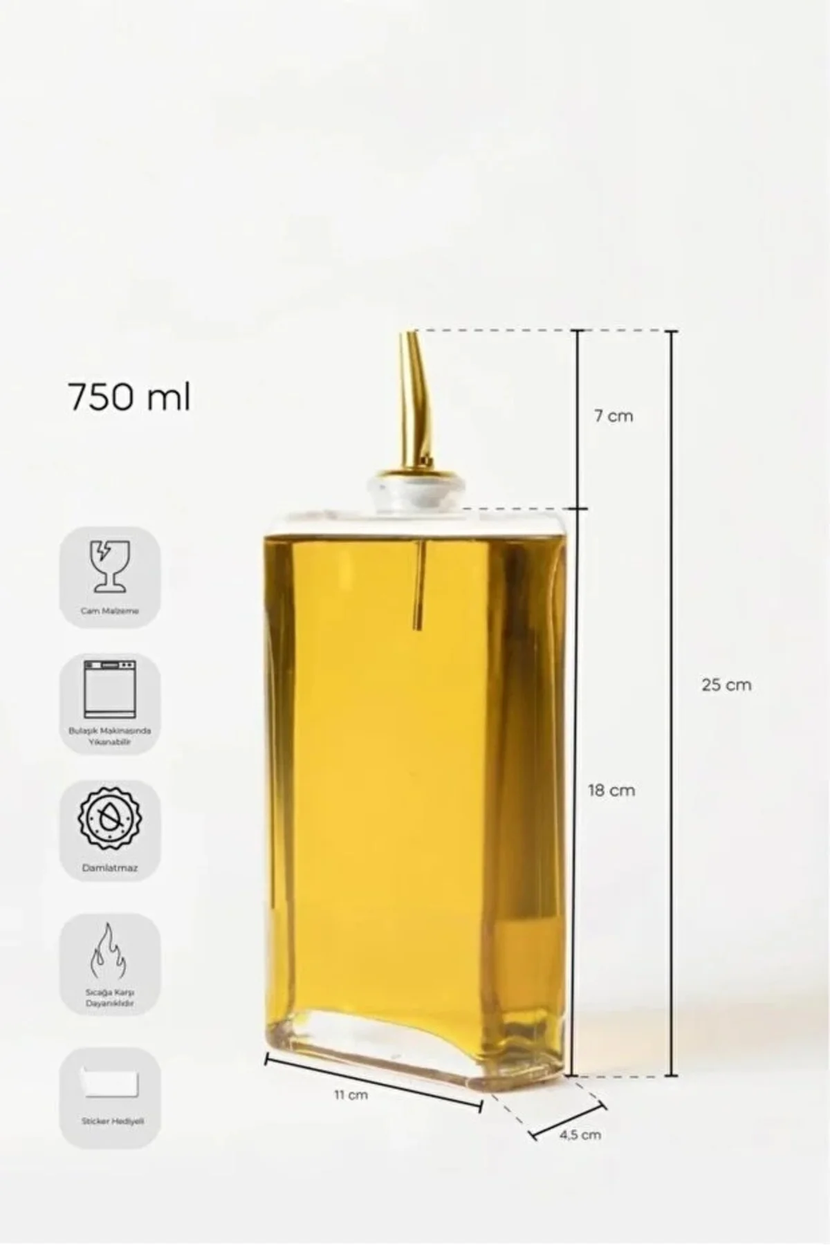 Molivet Silver Kapak 750 ml Cam Yağdanlık-Sirkelik