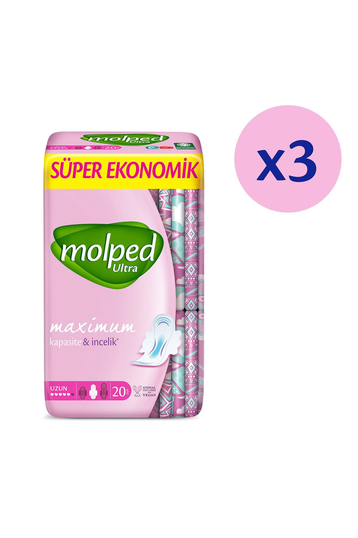 Molped Ultra Hijyenik Ped Uzun Süper Avantaj Paketi 60 Adet